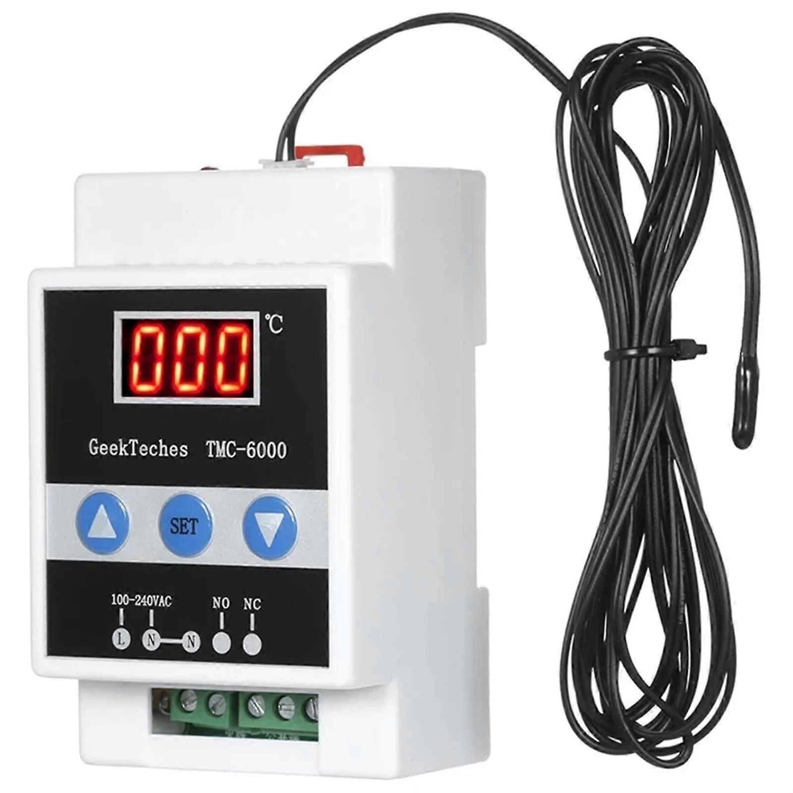 Guide Rail Thermoregulator Digital Temperature Controller Thermostat for Refrigeration and Heating - White