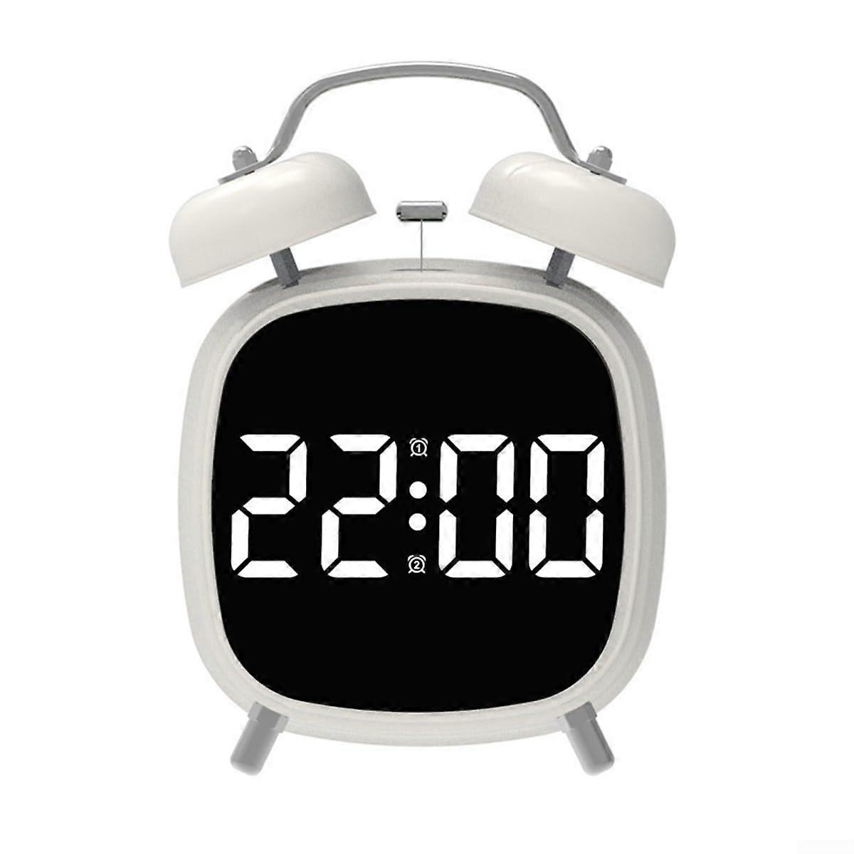 LED Alarm Clock with Loud Double Bell, Silent Tick, 4Inch Display, USB or Battery Powered