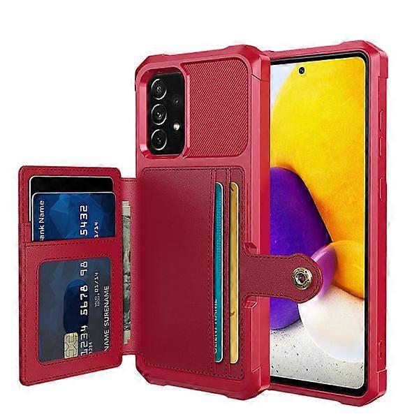 Compatible with Samsung Galaxy A52 - Practical Protective Case with Card Holder Red