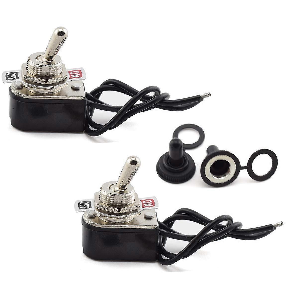 2 Pack Heavy Duty SPST Toggle Switch 125V 250V AC On/Off Rocker Switch with Lead Wires