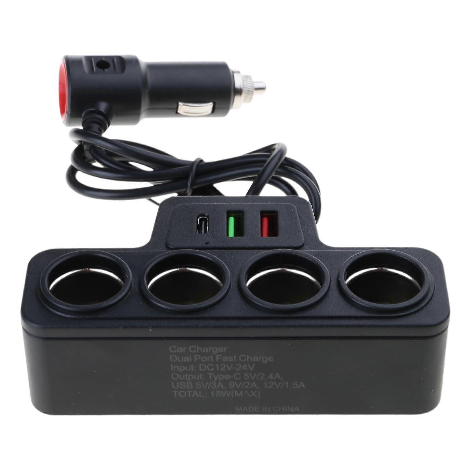 120W Fast Charging Car Charger Adapter with USB TypeC and Long Cable for 12V/24V Vehicles