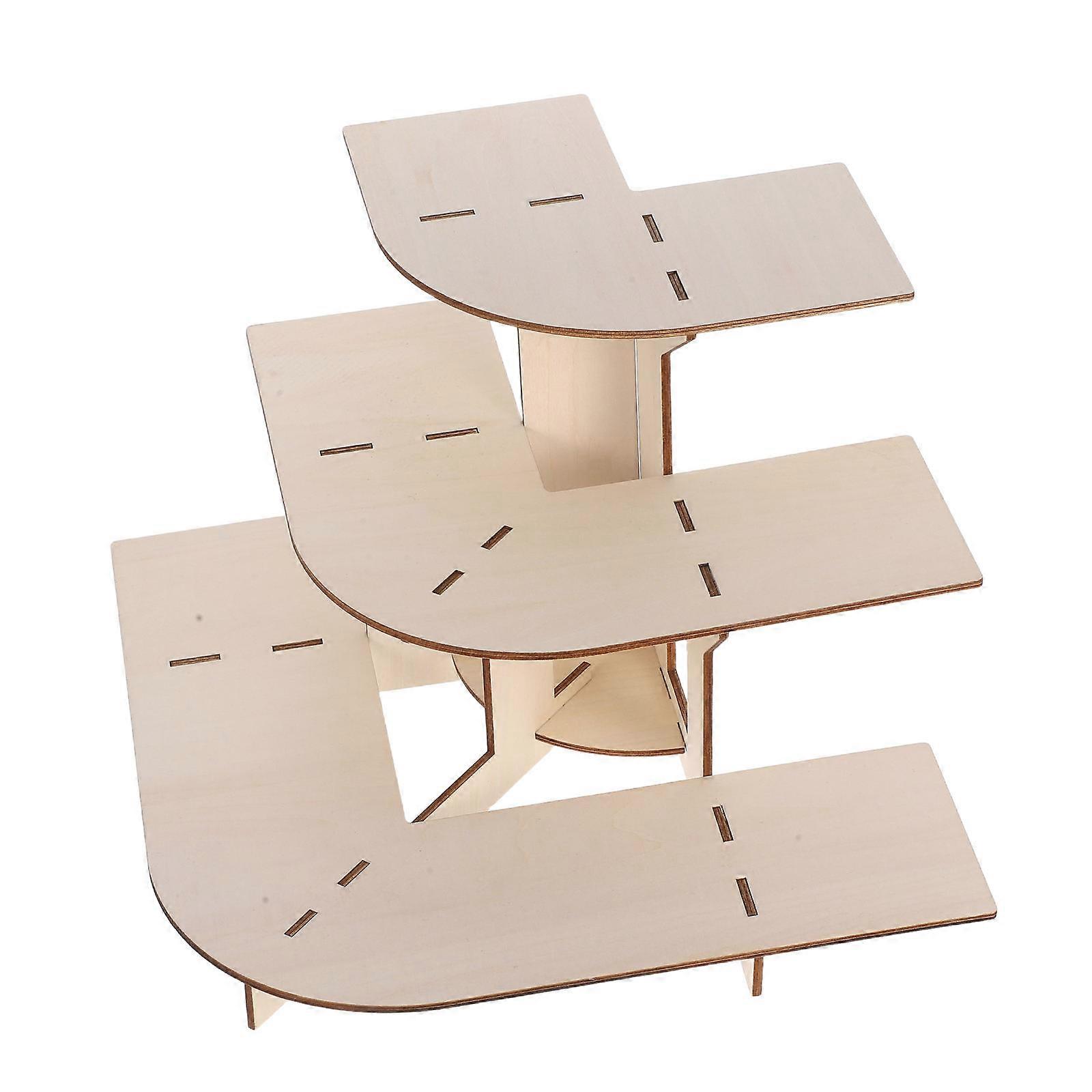 3Pcs Wood Display Rack for Retail Counters with Three Tier Shelves