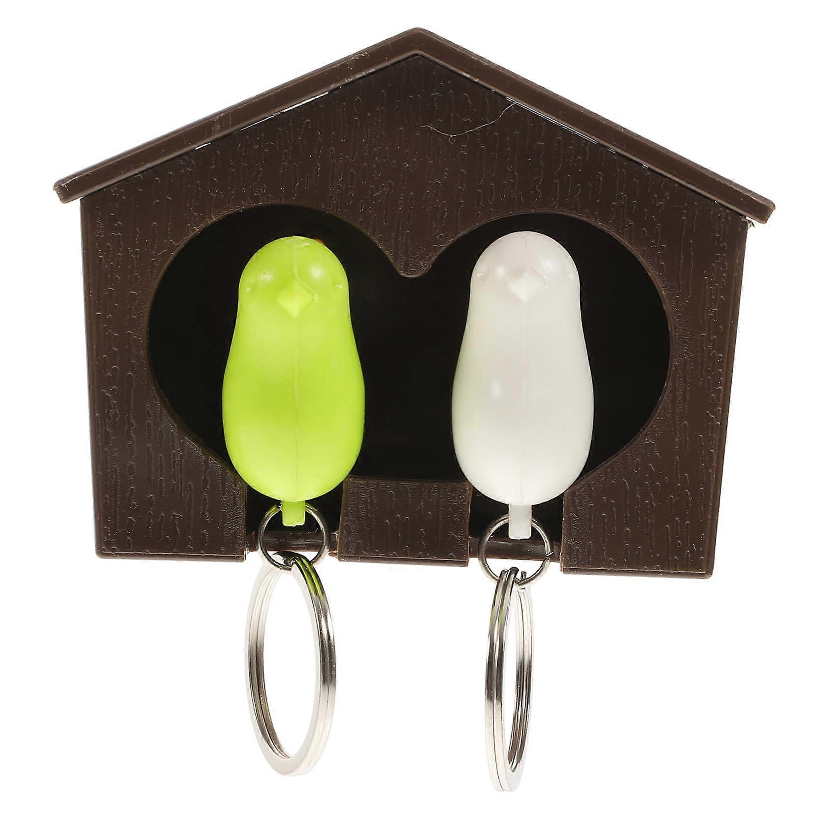 Birdhouse Key Holder with Keychain, Decorative Wall Mounted Key Rack for Entryway Storage