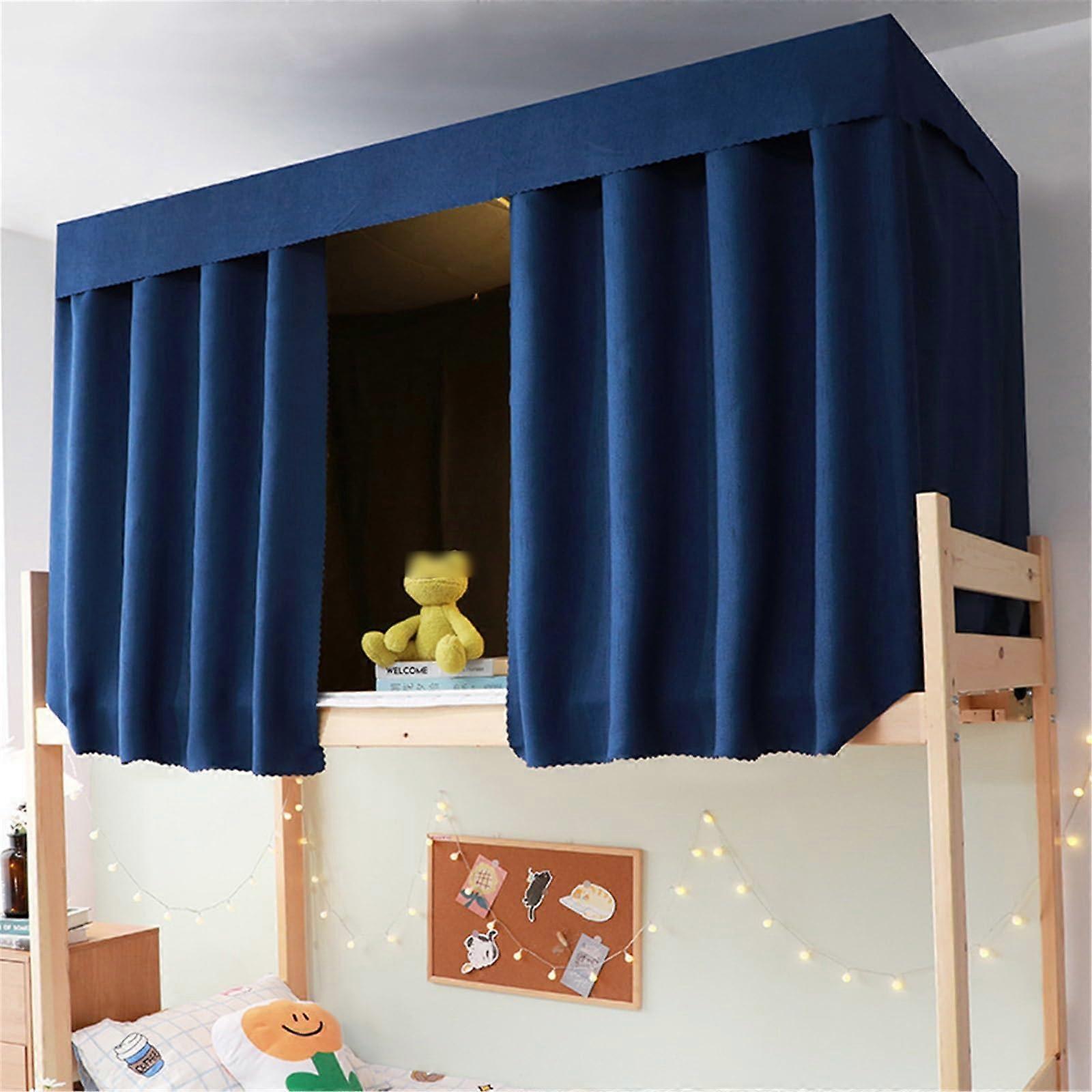Bunk Bed Blackout Privacy Curtains Set for Dorm, Light Blocking, Easy Install, 1.5M Navy