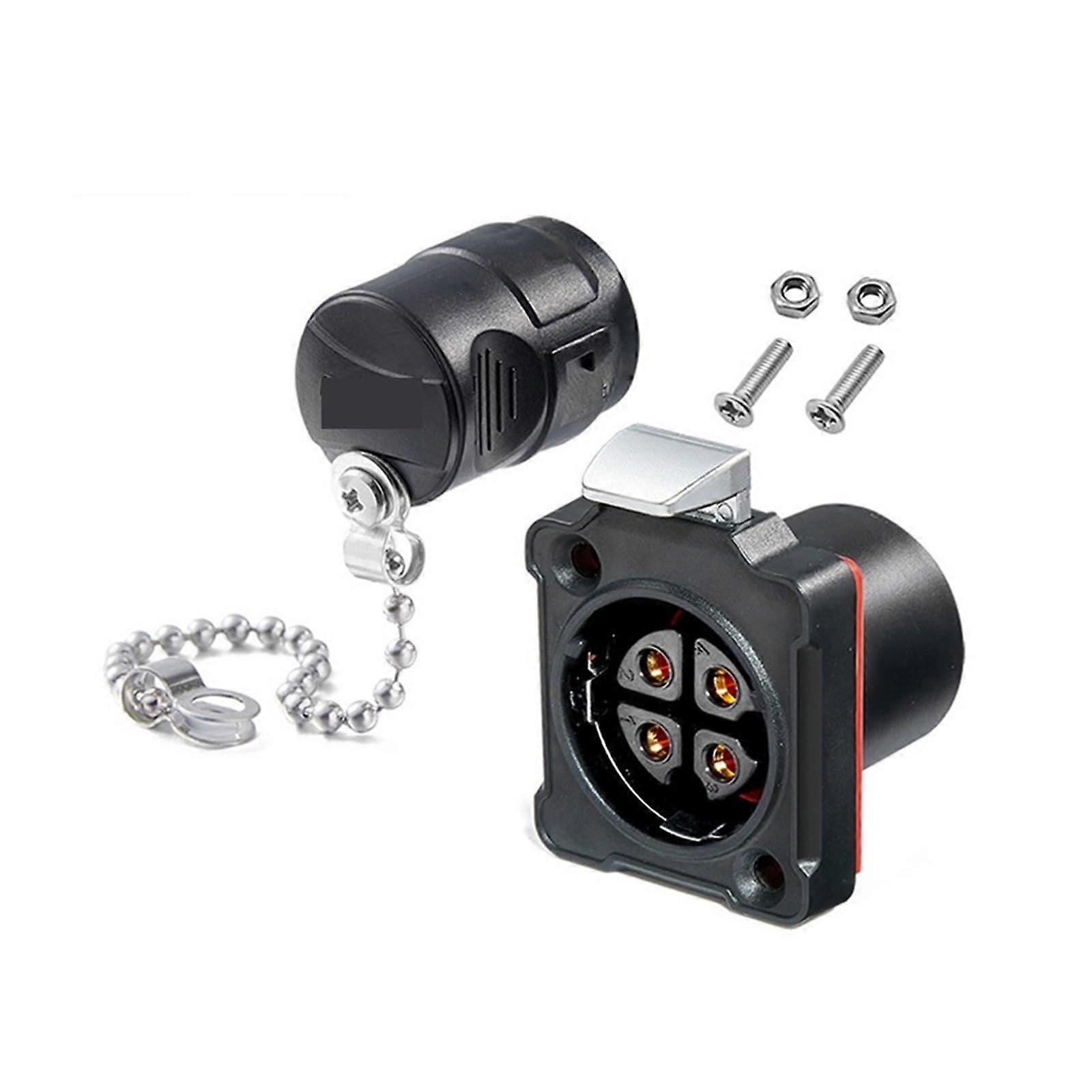Waterproof Cable Connector 4 Pin Aviation Plug Socket with Industrial Female Flange for Welding