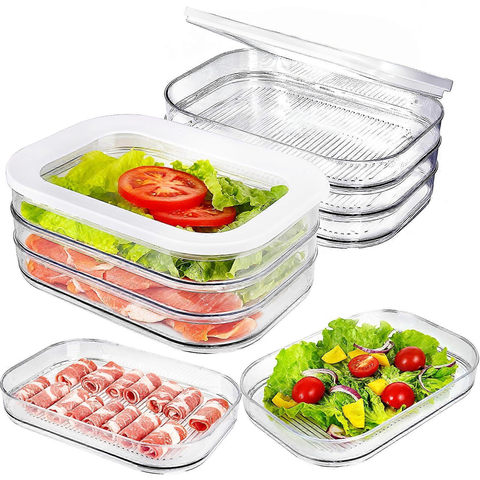 6 Pcs Stackable Deli Meat Storage Containers for Refrigerator, Airtight Plastic Cold Cut Boxes with Lids