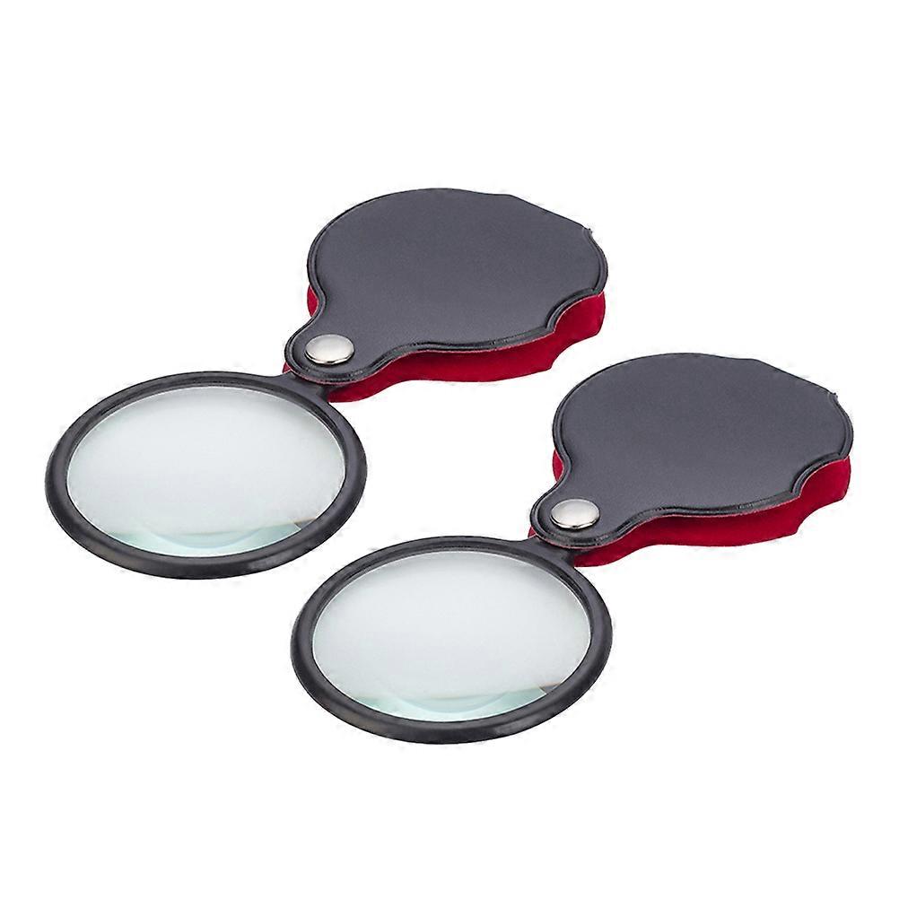 Foldable Compact Handheld Magnifier for Magnifying 2Pcs with Rotating Protective Case