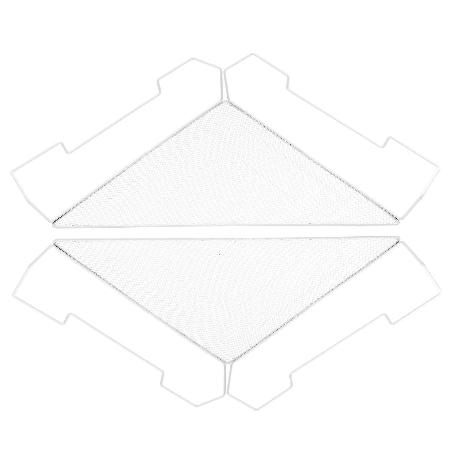 Iron Corner Shelf for Office Storage Racks with Hooks 2Pcs White