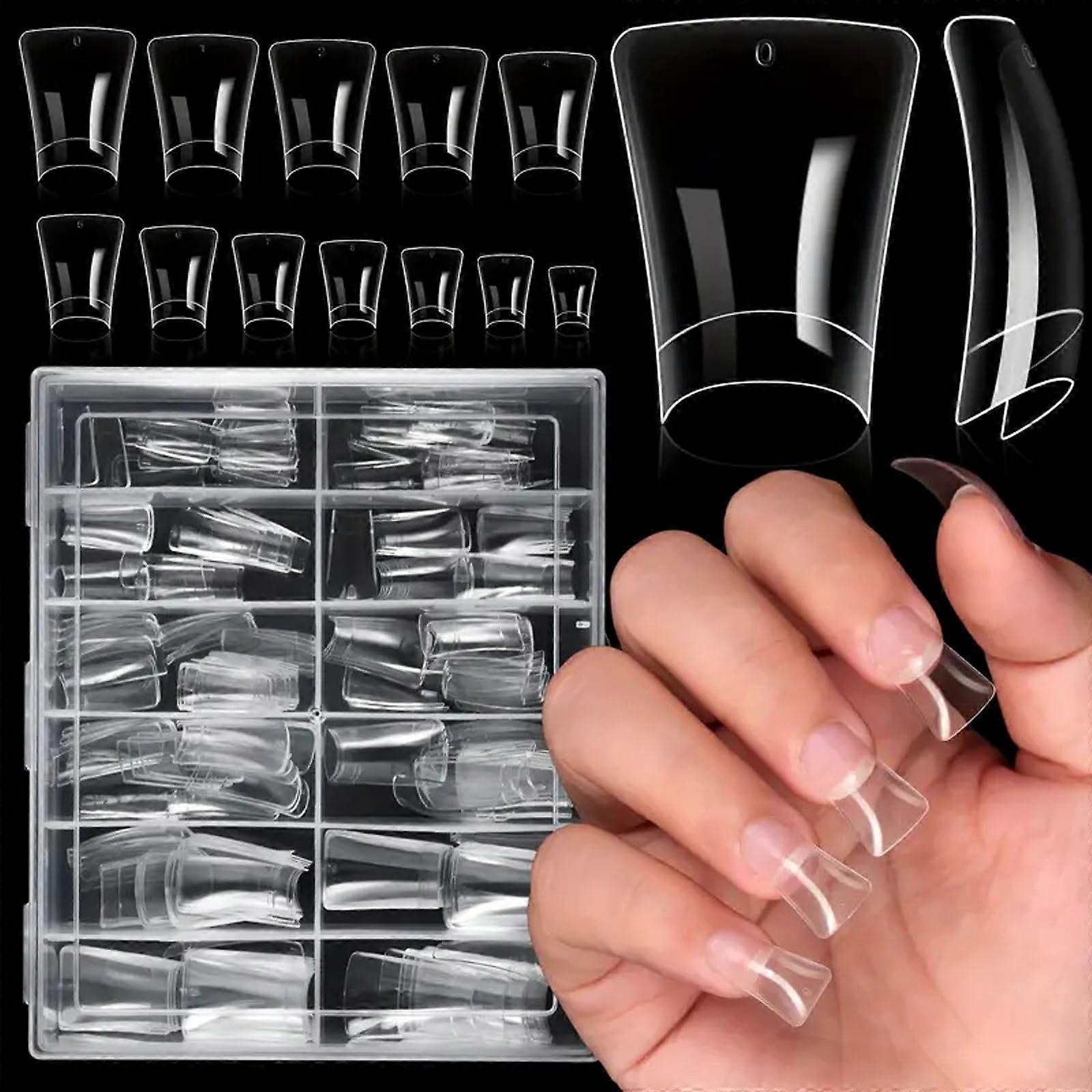 Clear Duck Nail Tips Set  Short Curved Transparent False Nails for Professional Manicure