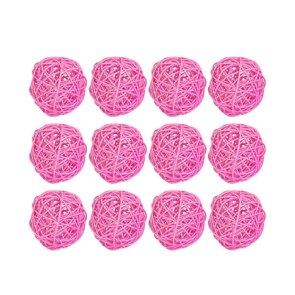Pink Rattan Ball Hanging Decorations for DIY Projects 15Pcs Pack