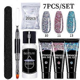 Nagelverlängerungs-Gel-Set für schnelle Maniküre, Fingerverlängerungs-Form, Nagelbürste, Nagelwerkzeug-Set (7-11, 25-26 cm)
