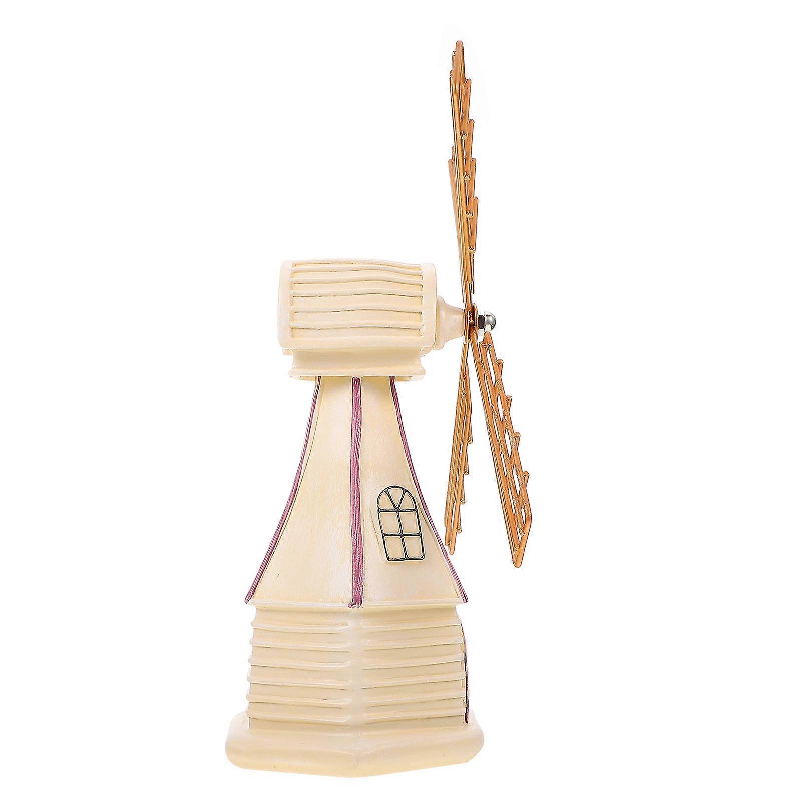 Netherlands Windmill Decor for Home 2Pcs Resin Windmill Model