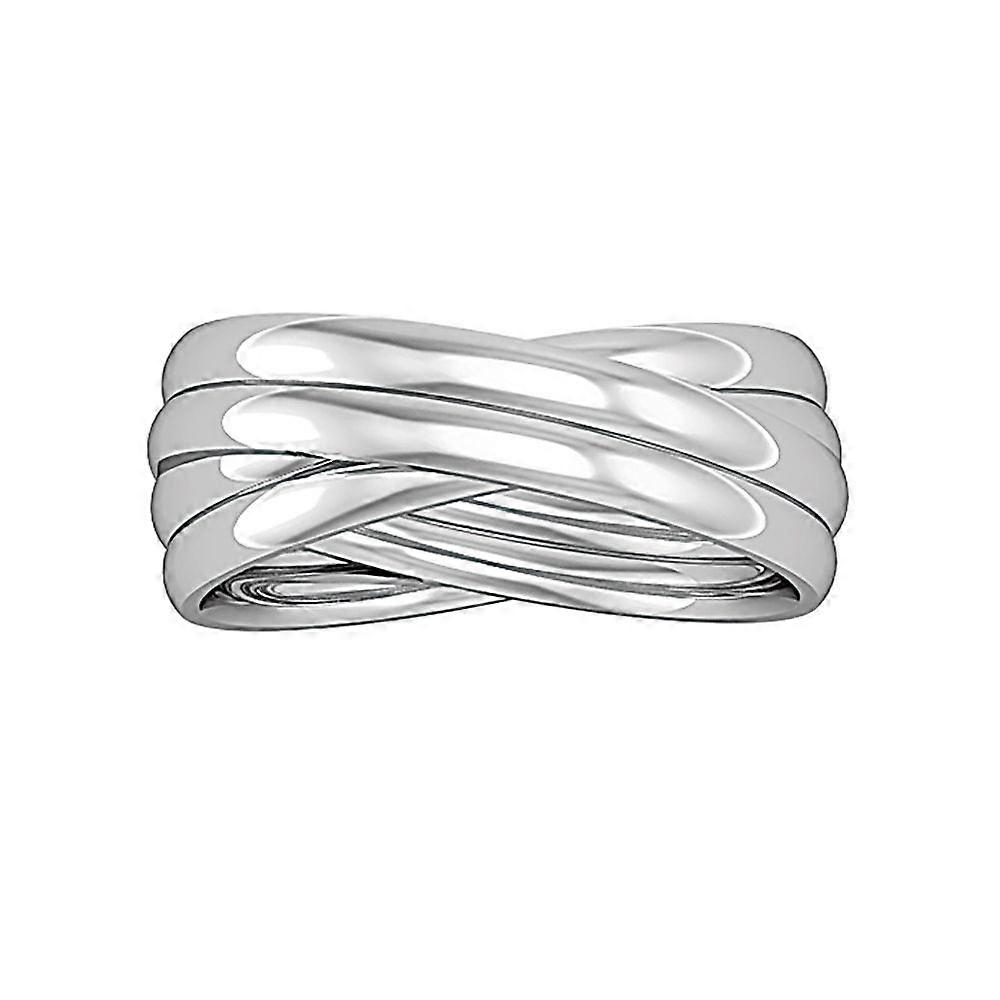 Jewelco London Platinum 4-Band Court Rolling Wedding Ring 2mm