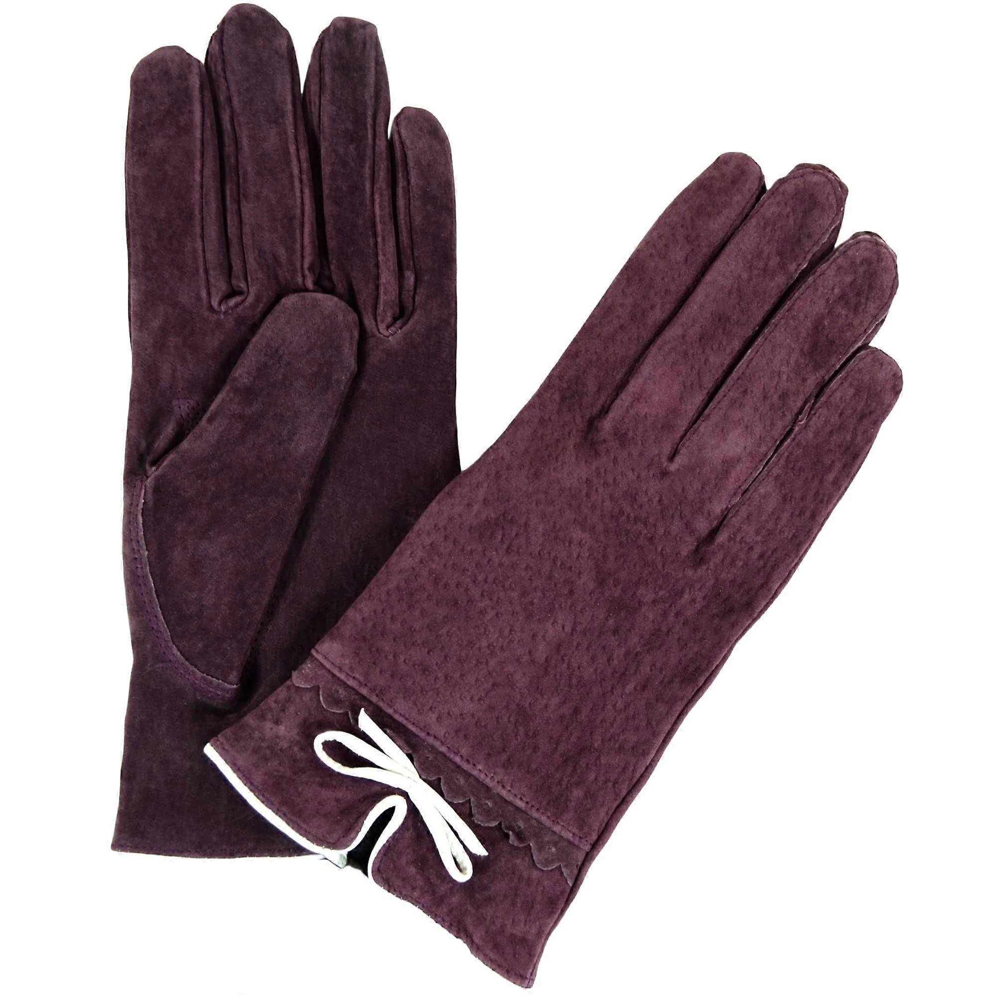 SnugRugs Suede Gloves with Fleece Lining and Bow Feature