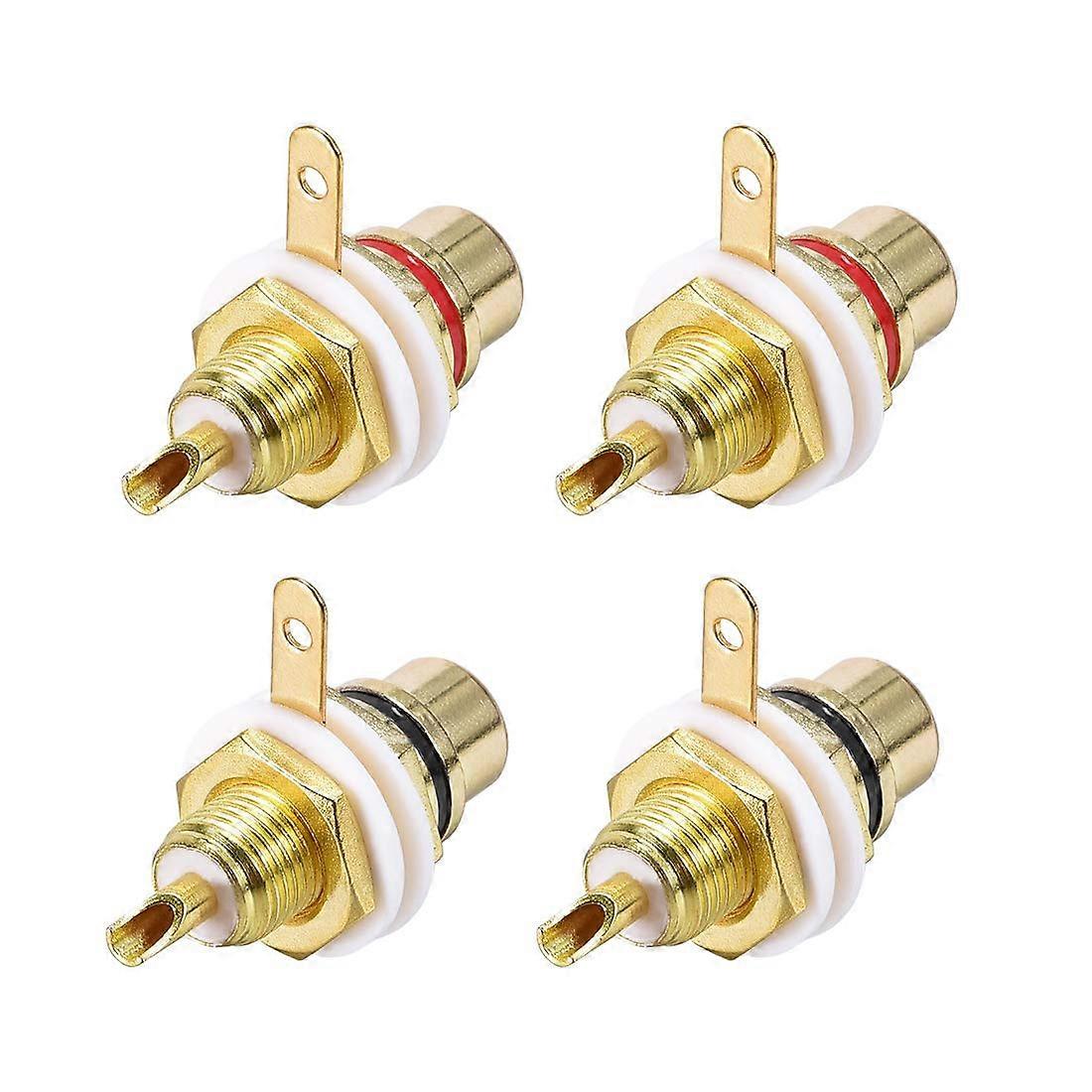 RCA Female Socket Panel Mount Connector 4 Pack for Amplifier Speaker Audio Video Stable Signal
