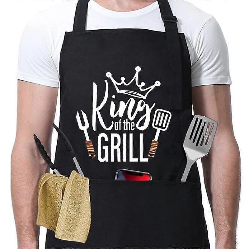 Chef Apron for Men with Adjustable Neck Strap, 3 Pockets, Black StainResistant Cooking Apron