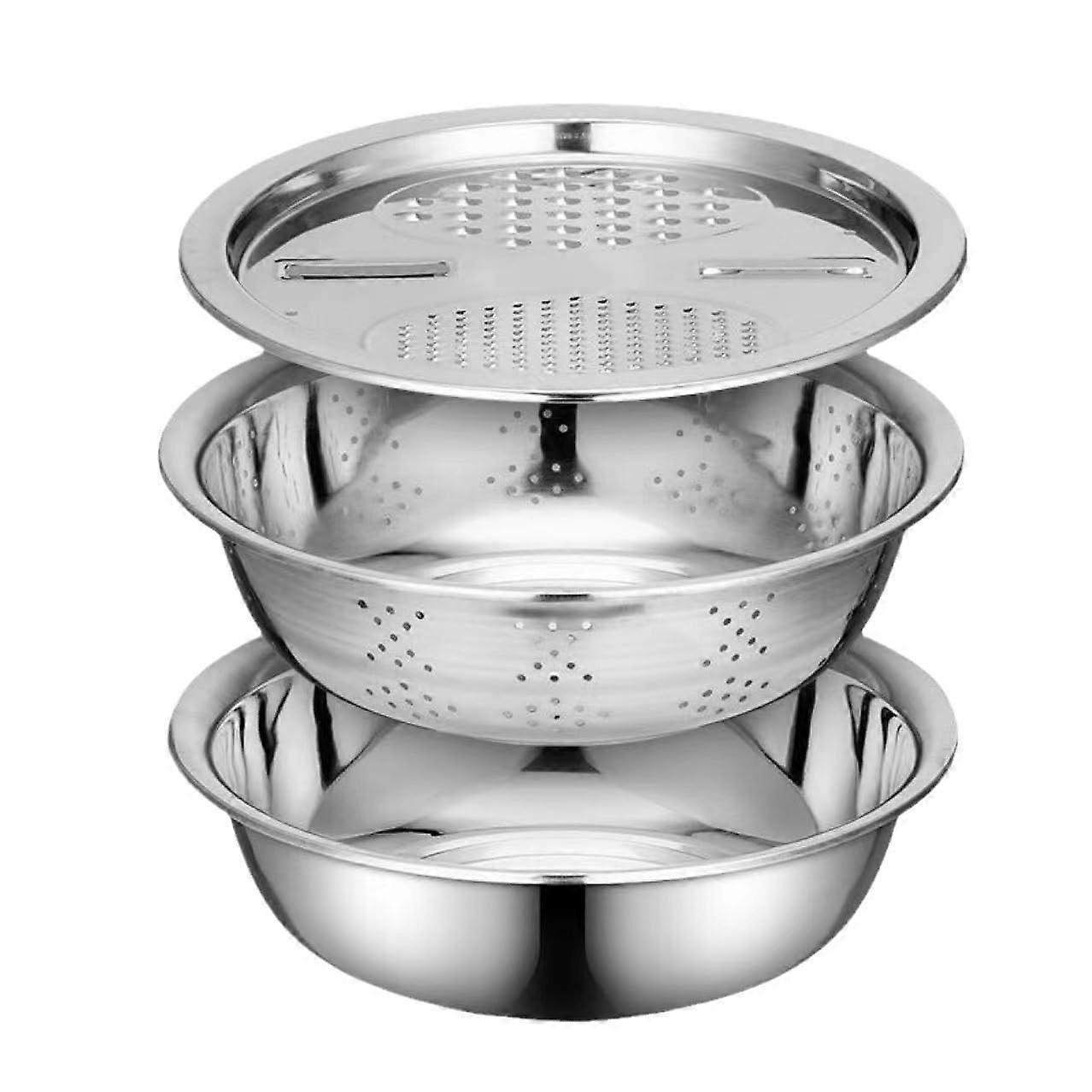 Multifunctional Stainless Steel Vegetable Strainer Basin with FiveinOne Slicer and Fine Mesh