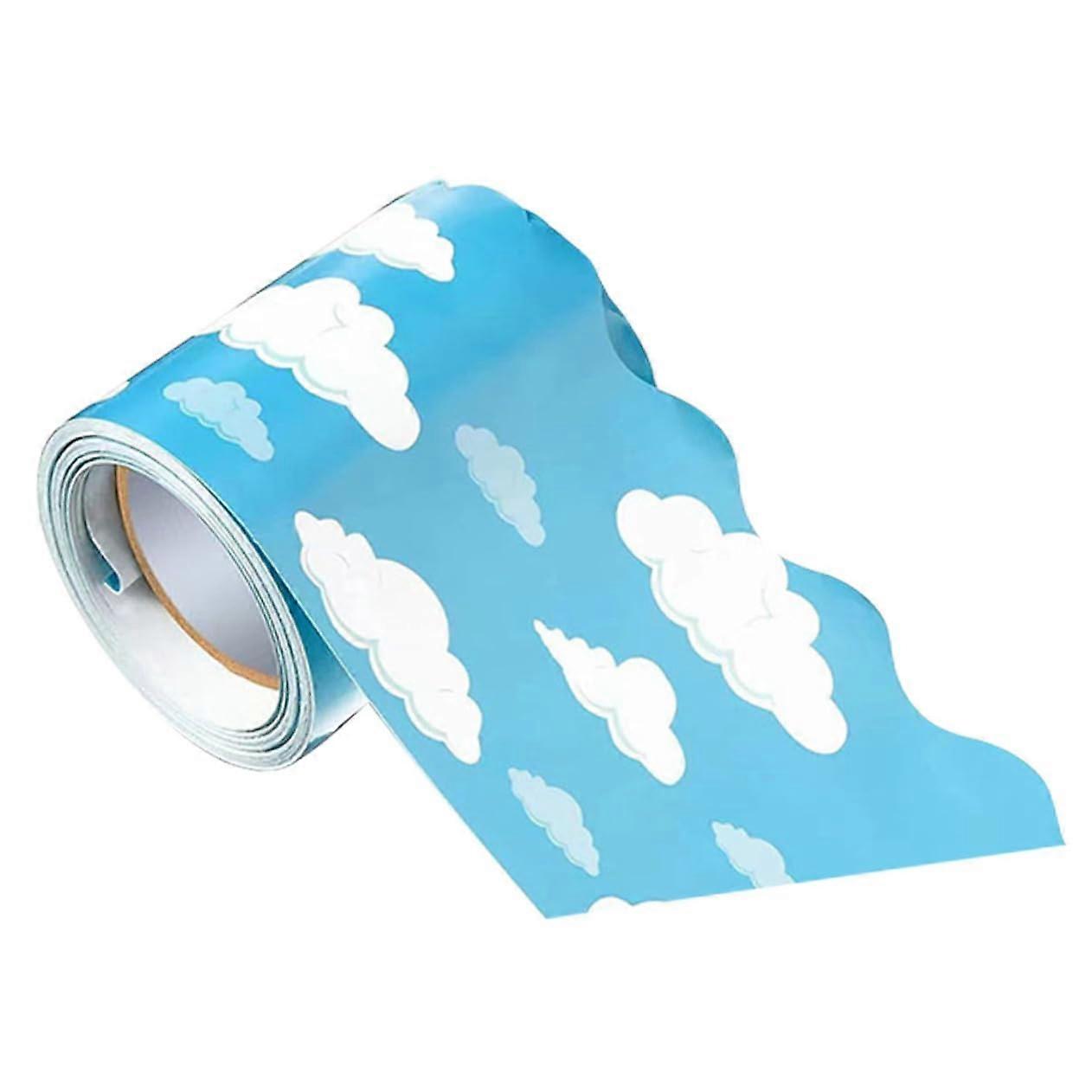 Cloud Pattern Bulletin Board Border Trim for Classroom Decoration, Bright Colors, Easy DIY Install