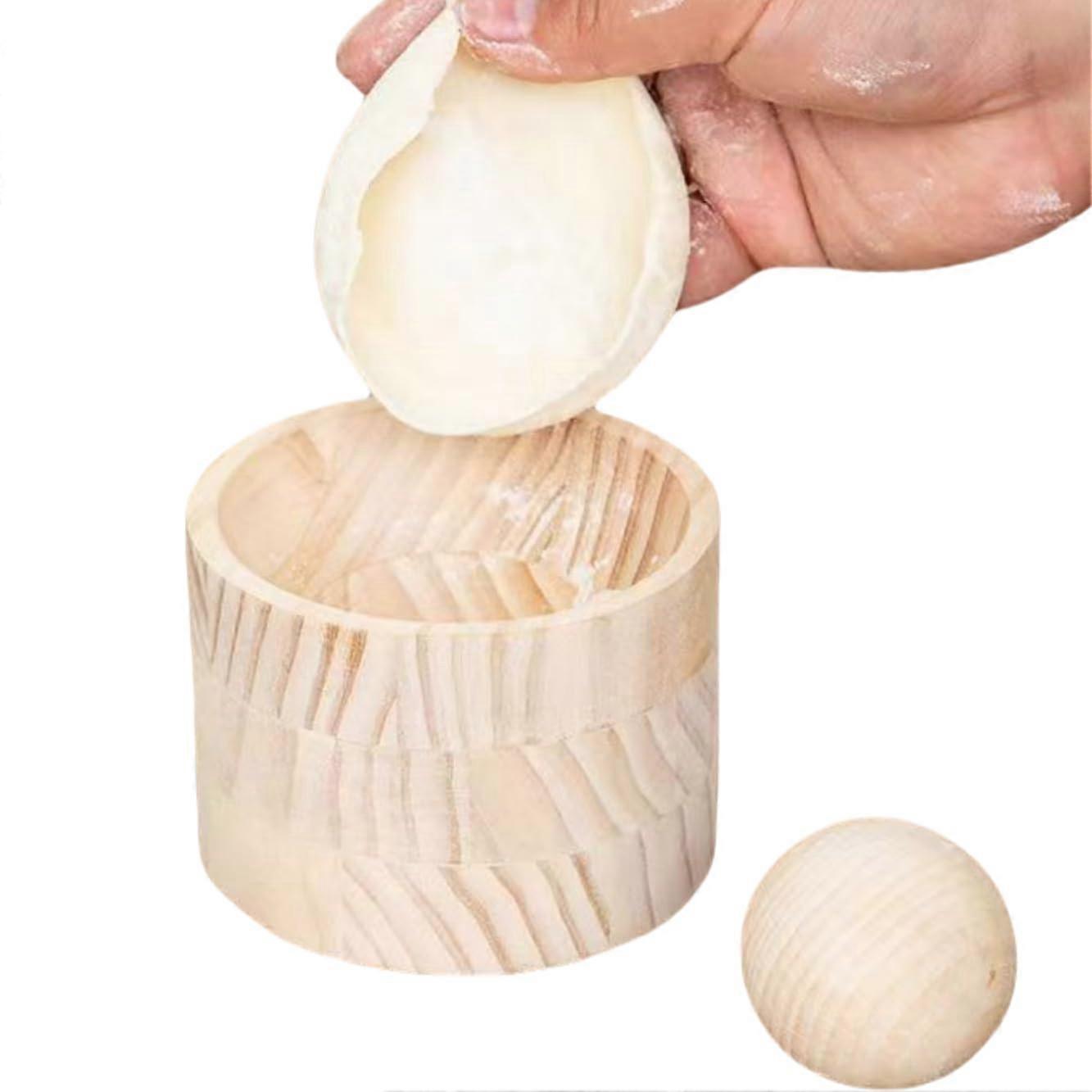 Wooden Dumpling Skin Maker with Rolling Pin, Manual Wrapper Press for Fast Uniform Dough
