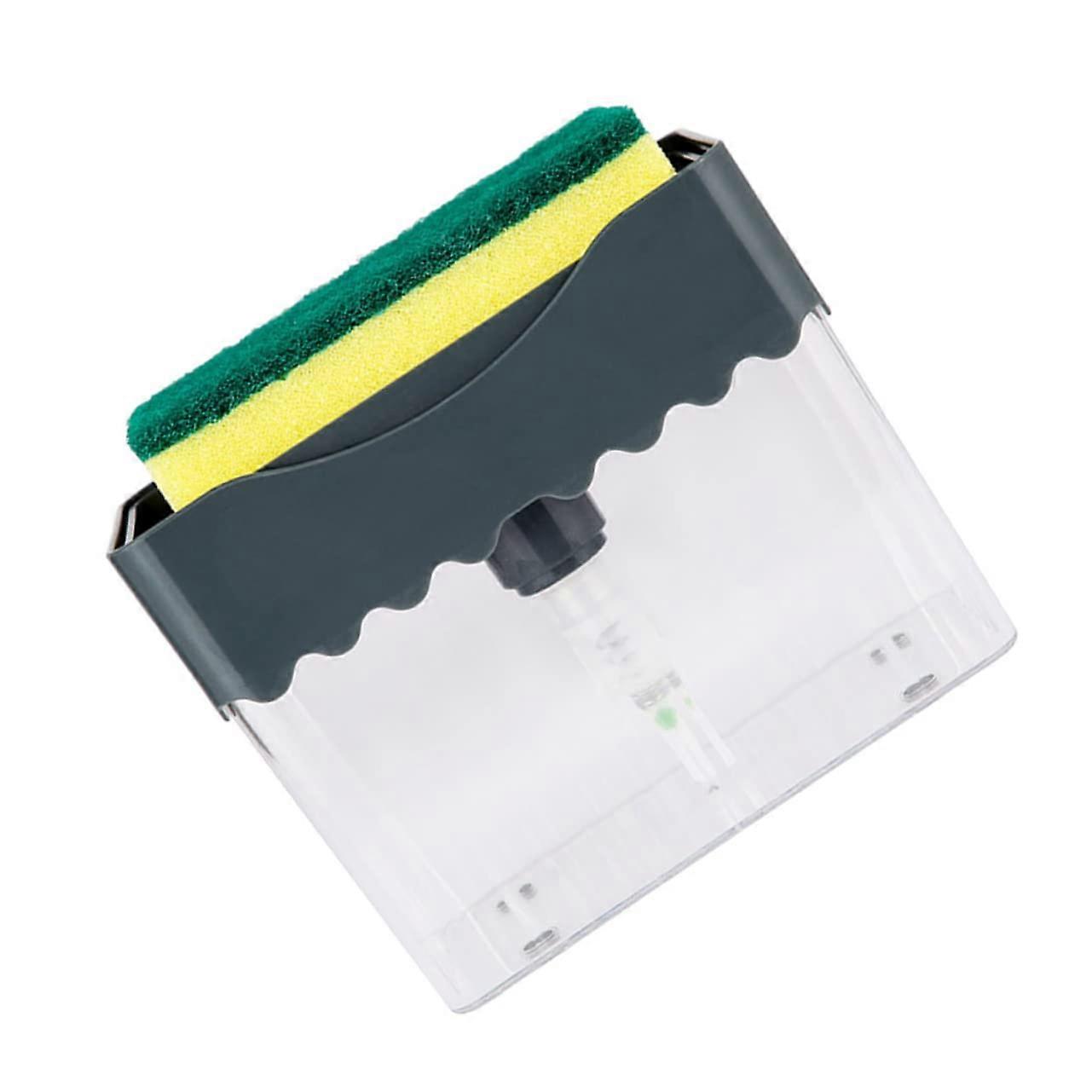 Soap Dispenser with NoDrip Pump and SpaceSaving Sponge Holder for Kitchen Sink, White