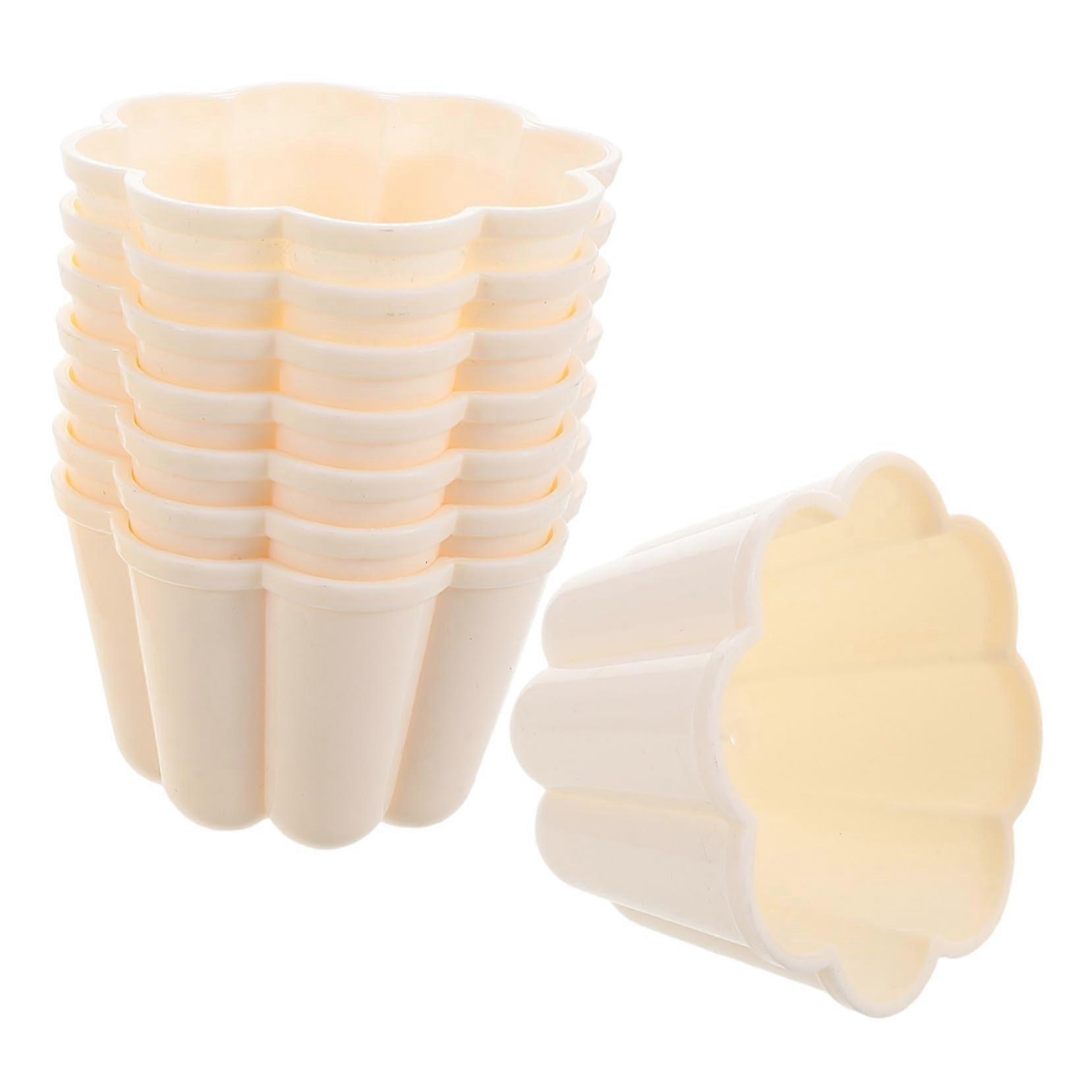 4pcs Plastic Pudding Molds Set, Flower Shape Cake Molds for Baking and Freezing Desserts