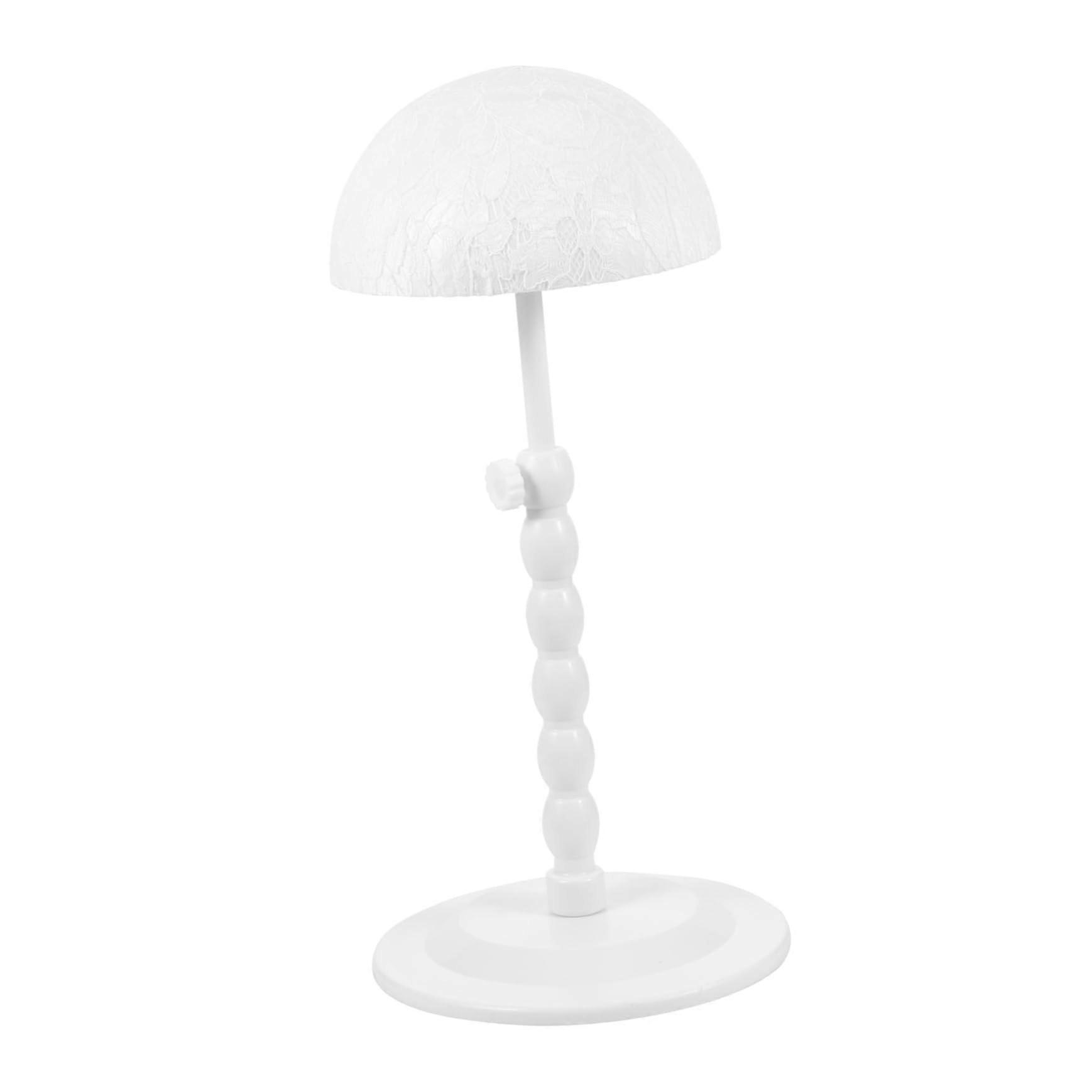 Adjustable Wig Stand Holder with Stable Support for Styling, White Lace Foldable Display