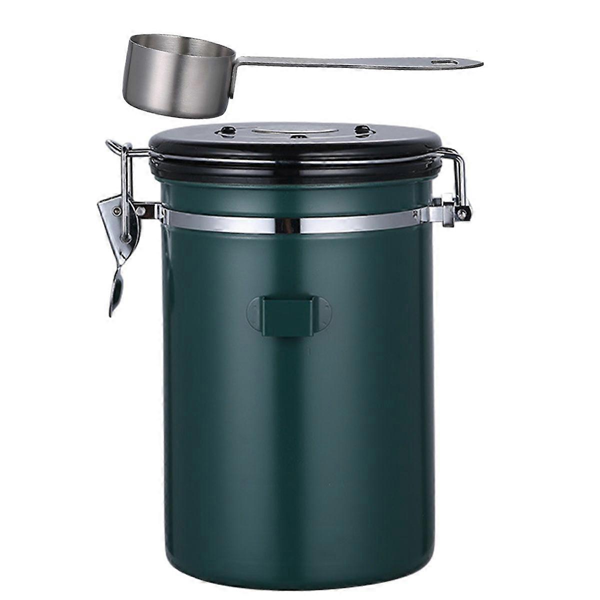 Airtight stainless steel coffee container with date display