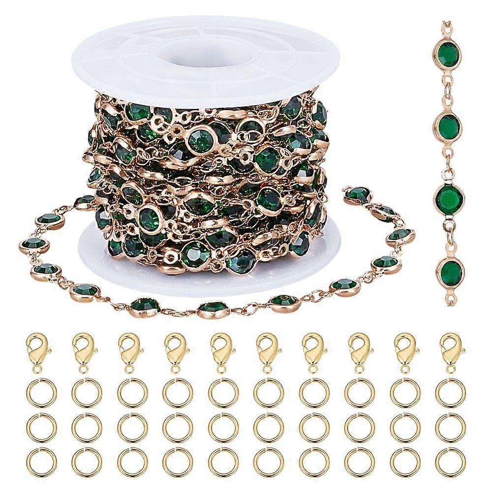 DIY Brass Rhinestone Jewelry sets Making Kits Green