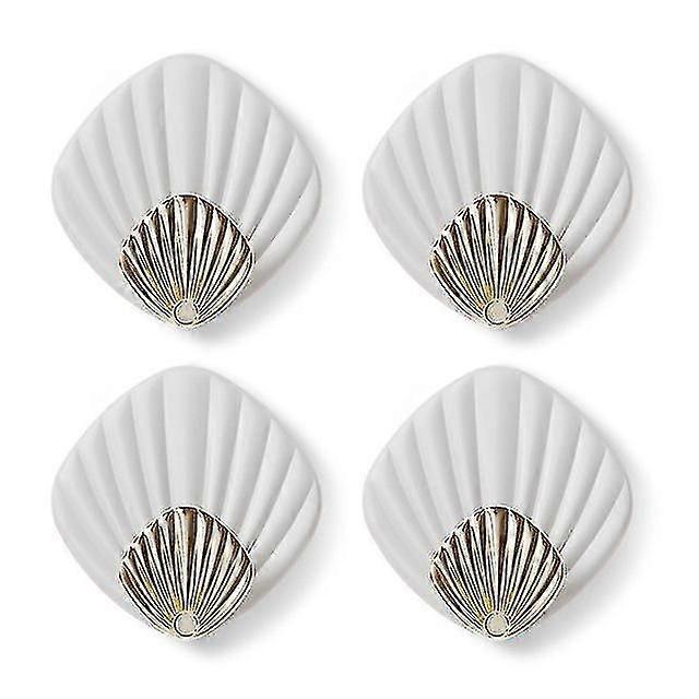 4pcs Shell Wall Hooks Self-adhesive Hooks Towel Hat Clothes Holder Wall Decor For Bathroom, Kitchen
