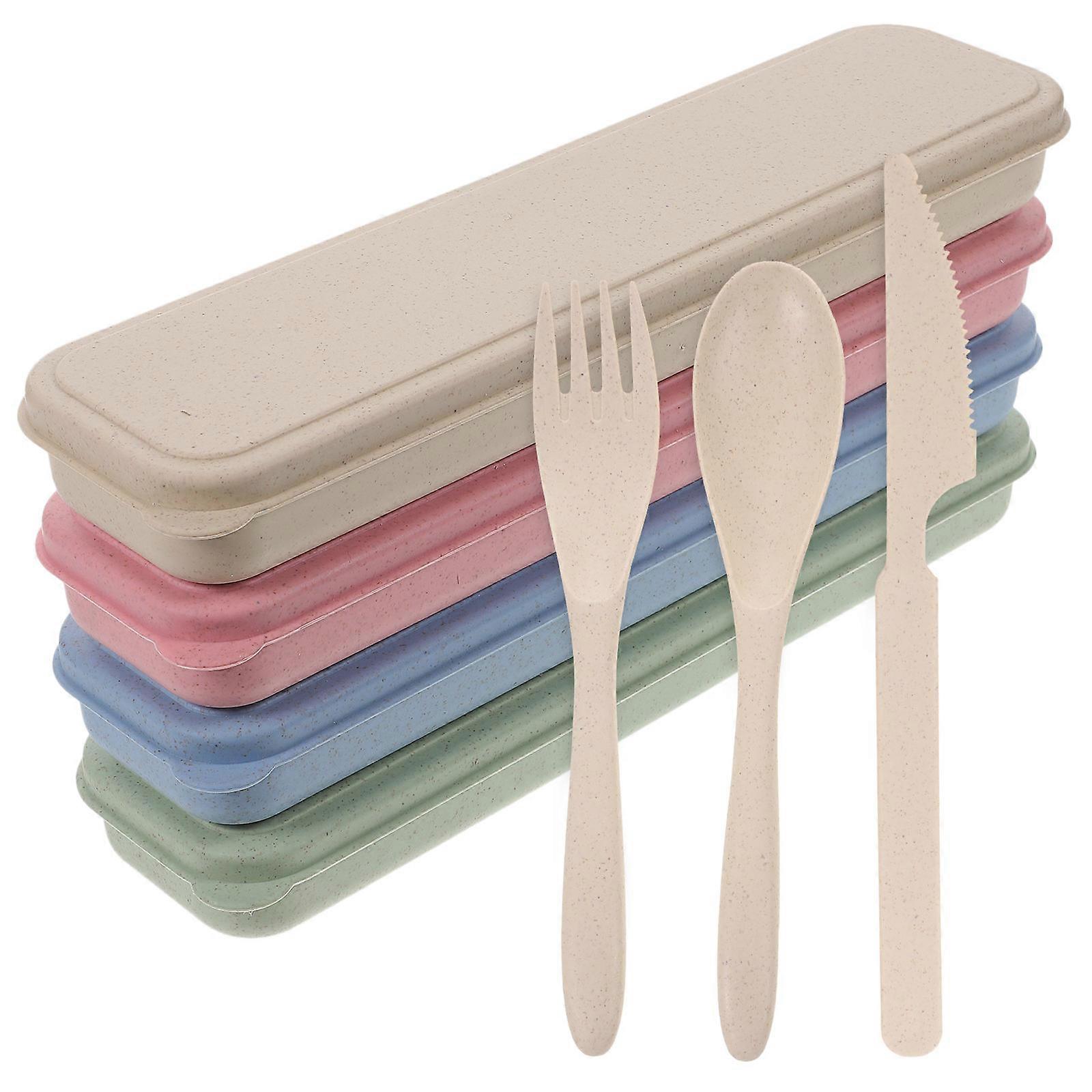 Reusable Lunch Box Utensils Set for Home Use 4Sets Portable Spoon and Fork