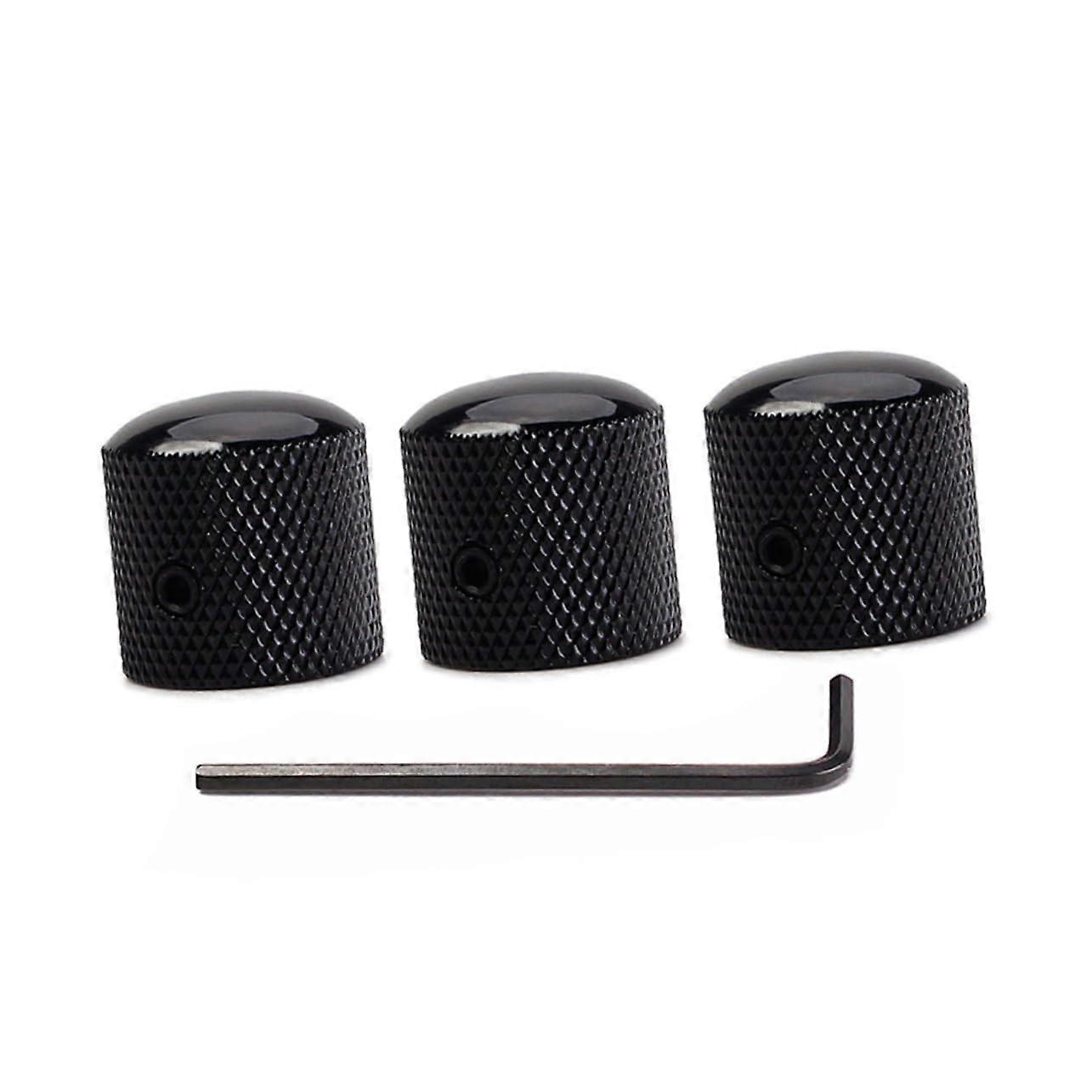 3pcs Black Guitar Control Knobs Dome Set for Electric Bass Volume Tone Replacement