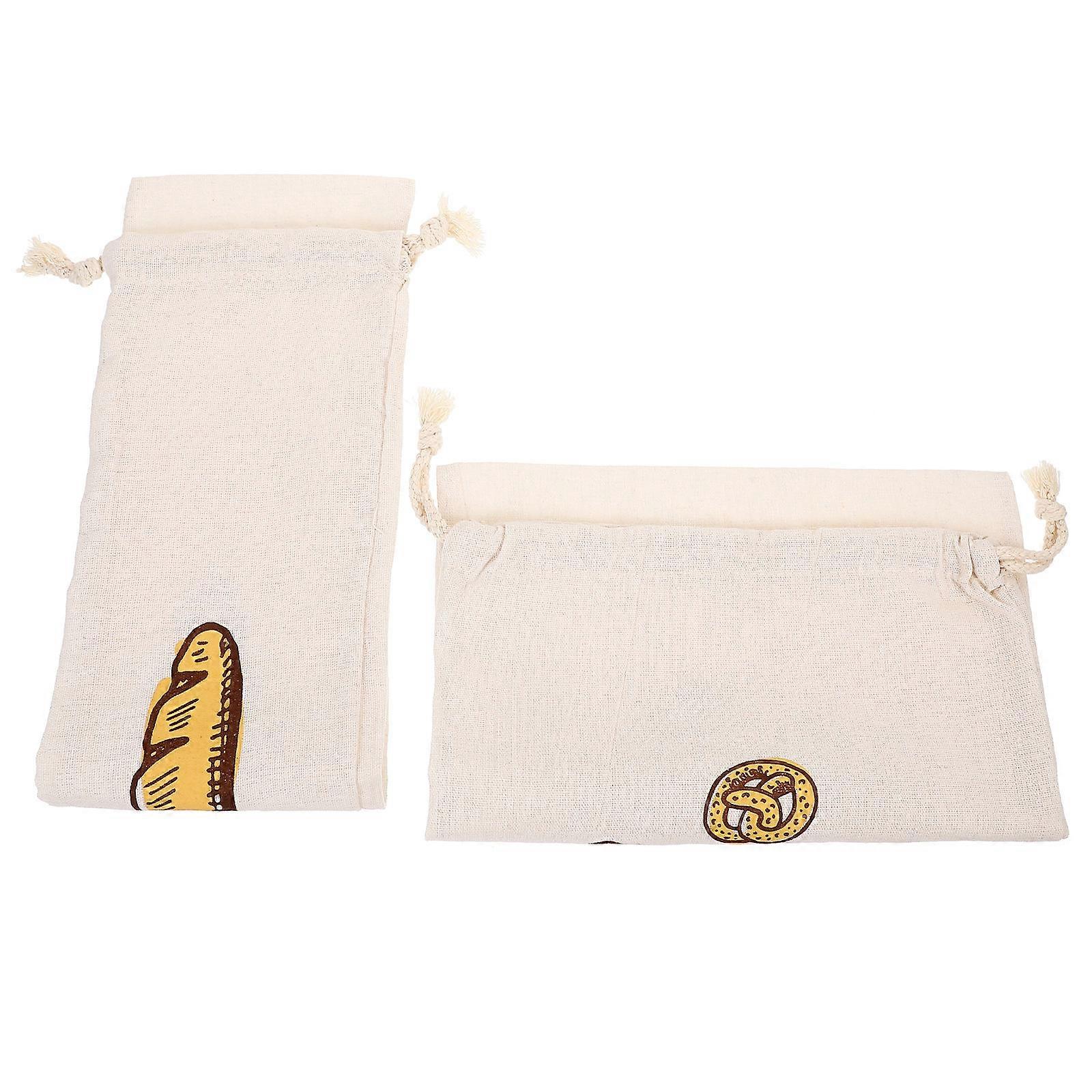Bread Bags for Storage 2Pcs Linen Reusable Drawstring Bread Bags Assorted Color