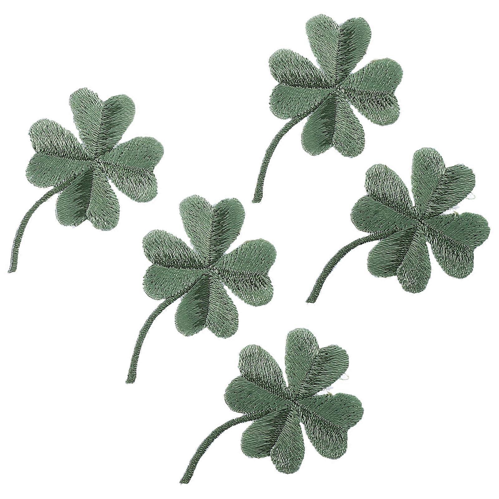 Green Applique Patch for Clothes Decor 5Pcs Hot-Melt Adhesive