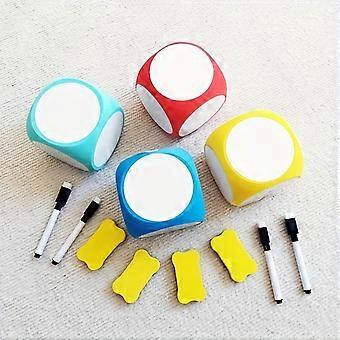 4-Inch Yellow Reusable Dry Erase Blank EVA Dice for Games, Teaching Tools, and Customizable Activities, Washable Surface