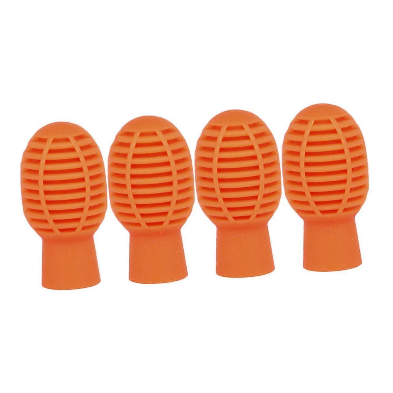 4 Pack Silicone Drumstick Covers Mute Tips for Quiet Practice, Orange