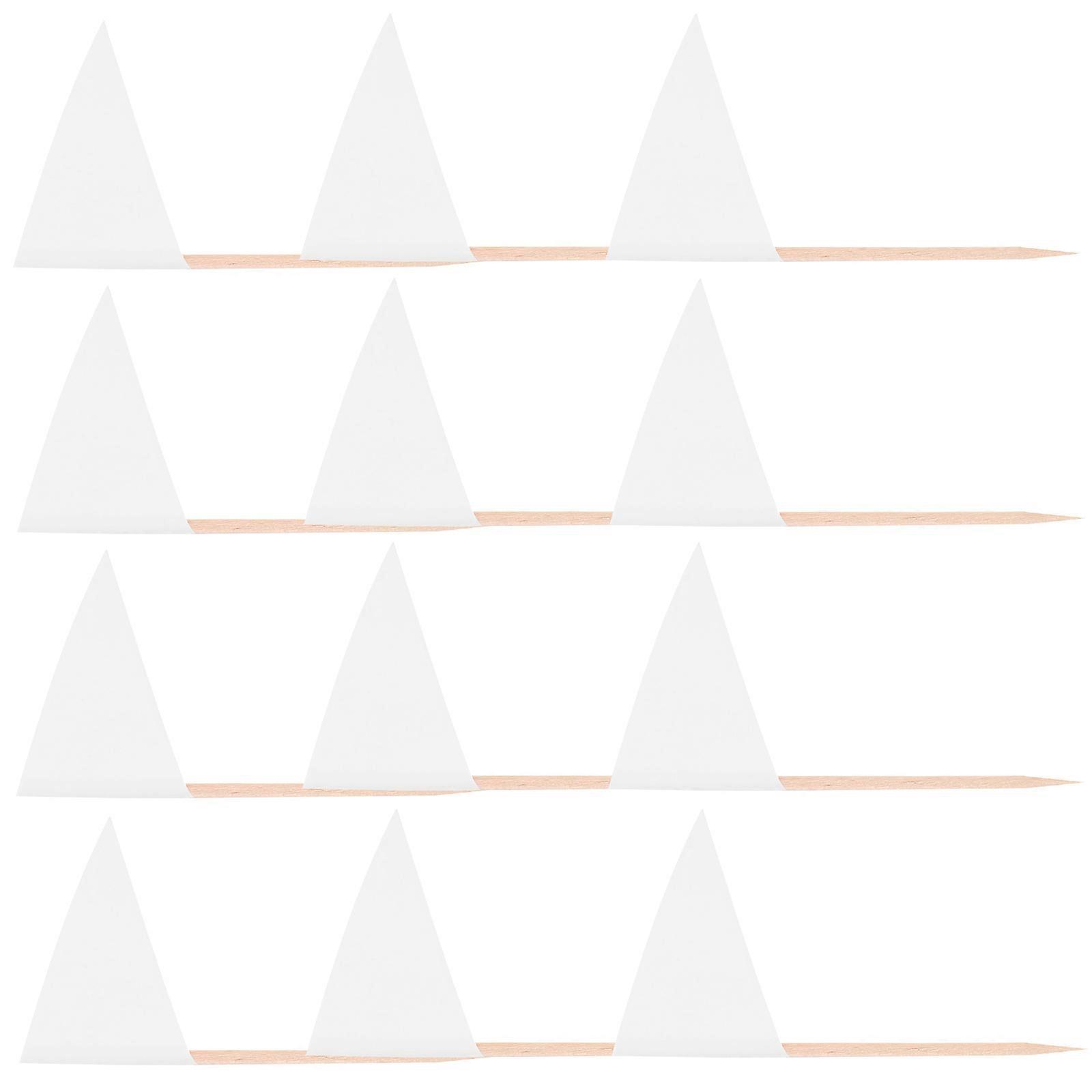 Solid Color Toothpick Flags Triangle Shape for Decor 100Pcs White Mini Flags