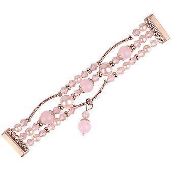Amorus For Fitbit Versa 4 Sense 2 Agate Beads Bracelet Band Jewelry Watch Strap Replacement - Pink