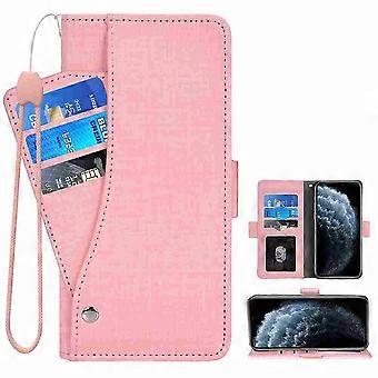 Wallet Case PU Leather Slim Folio Cover with Photo Frame Slot Dust Protection Pink for Xiaomi Mi A2 Lite