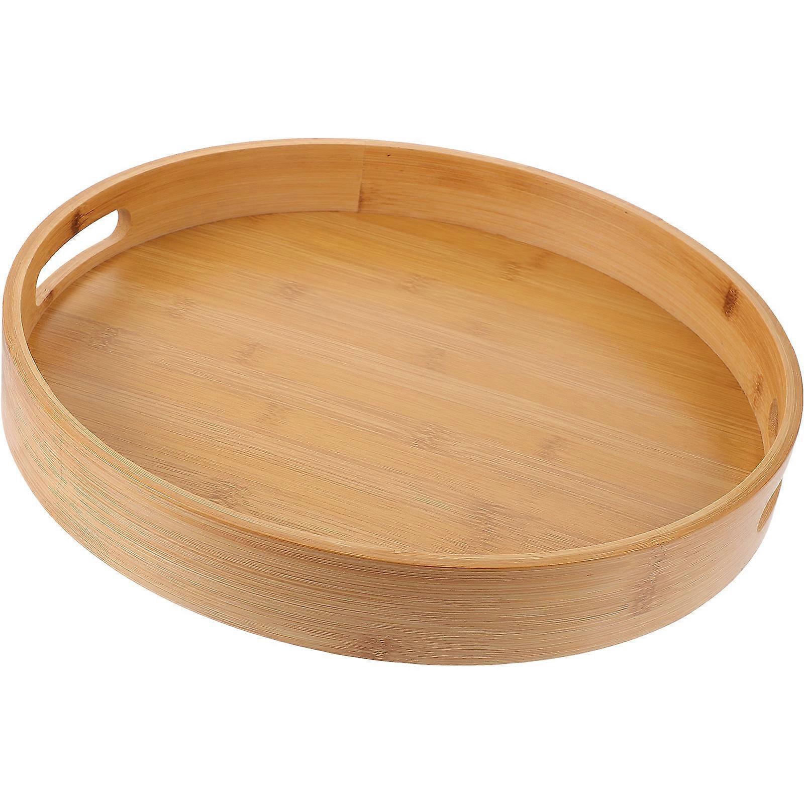 Bamboo Serving Tray Round Serving Tray for Storage Use