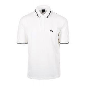 Men's Armani Exchange | Ax Xm001287 Af173219 A|x Logo Tipped Pique Cotton Polo T-shirt - Off White