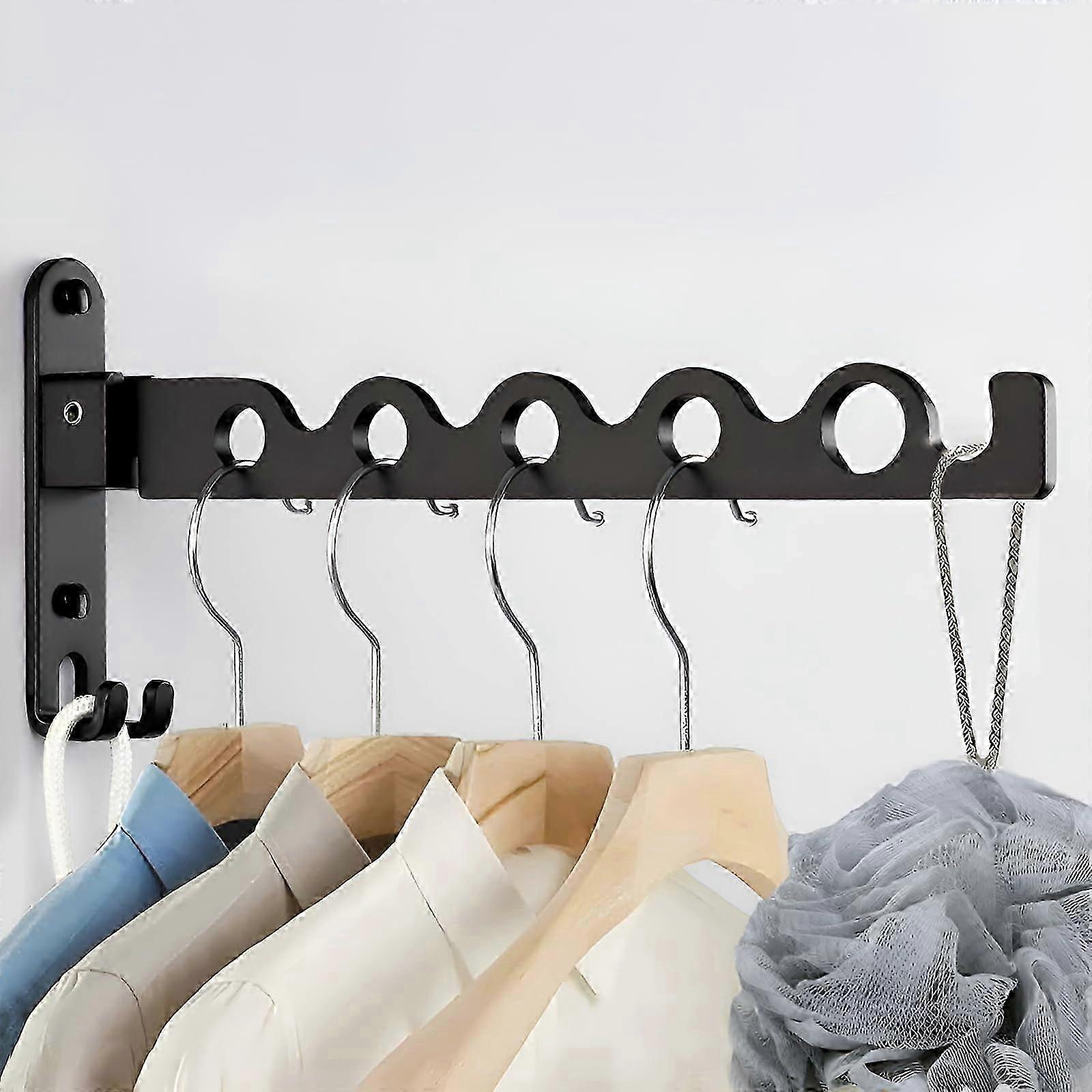 1 piece wall mounted 90 rotating foldable clothes drying rack hook