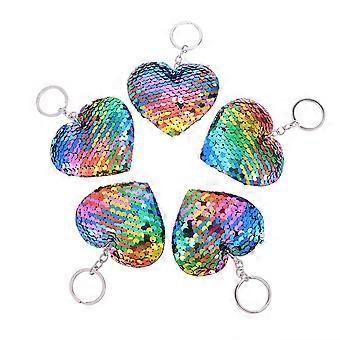 Heart Shape Keychain Pendant for Decoration 5Pcs Colorful Party Gift Ornaments