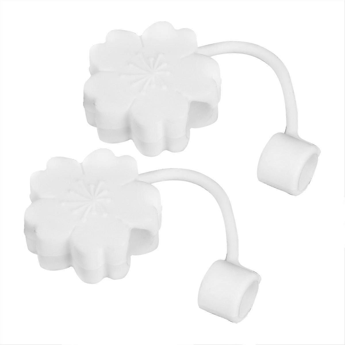 White Silicone Straw Protector for Straw 2Pcs Lovely Shape Caps