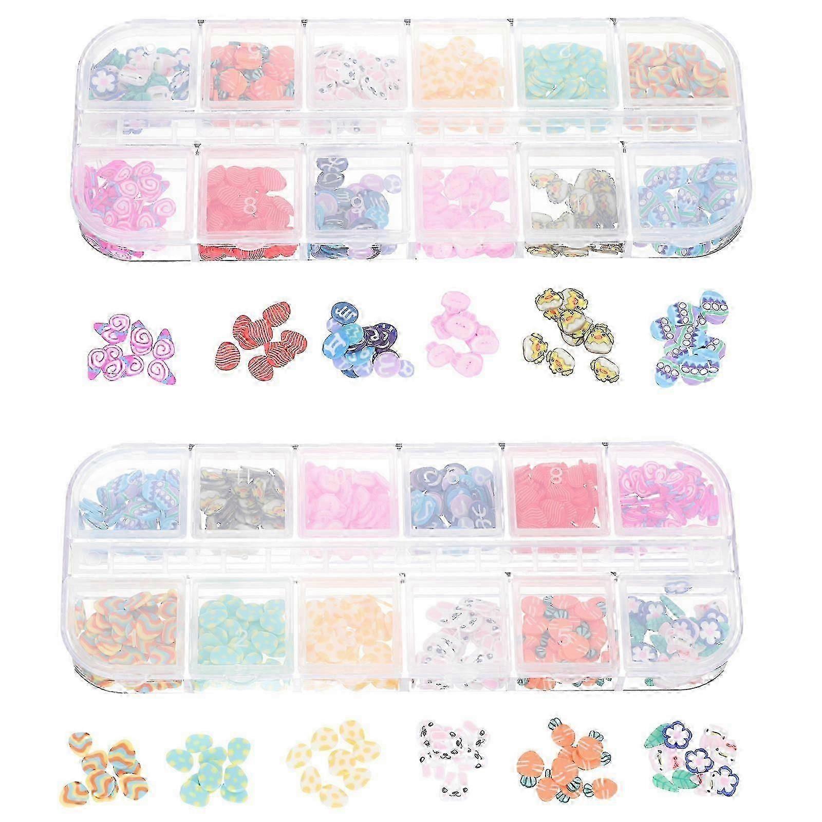 Easter Elements Nail Decors Polymer Clay Manicure Ornament 2 Boxes for DIY Using