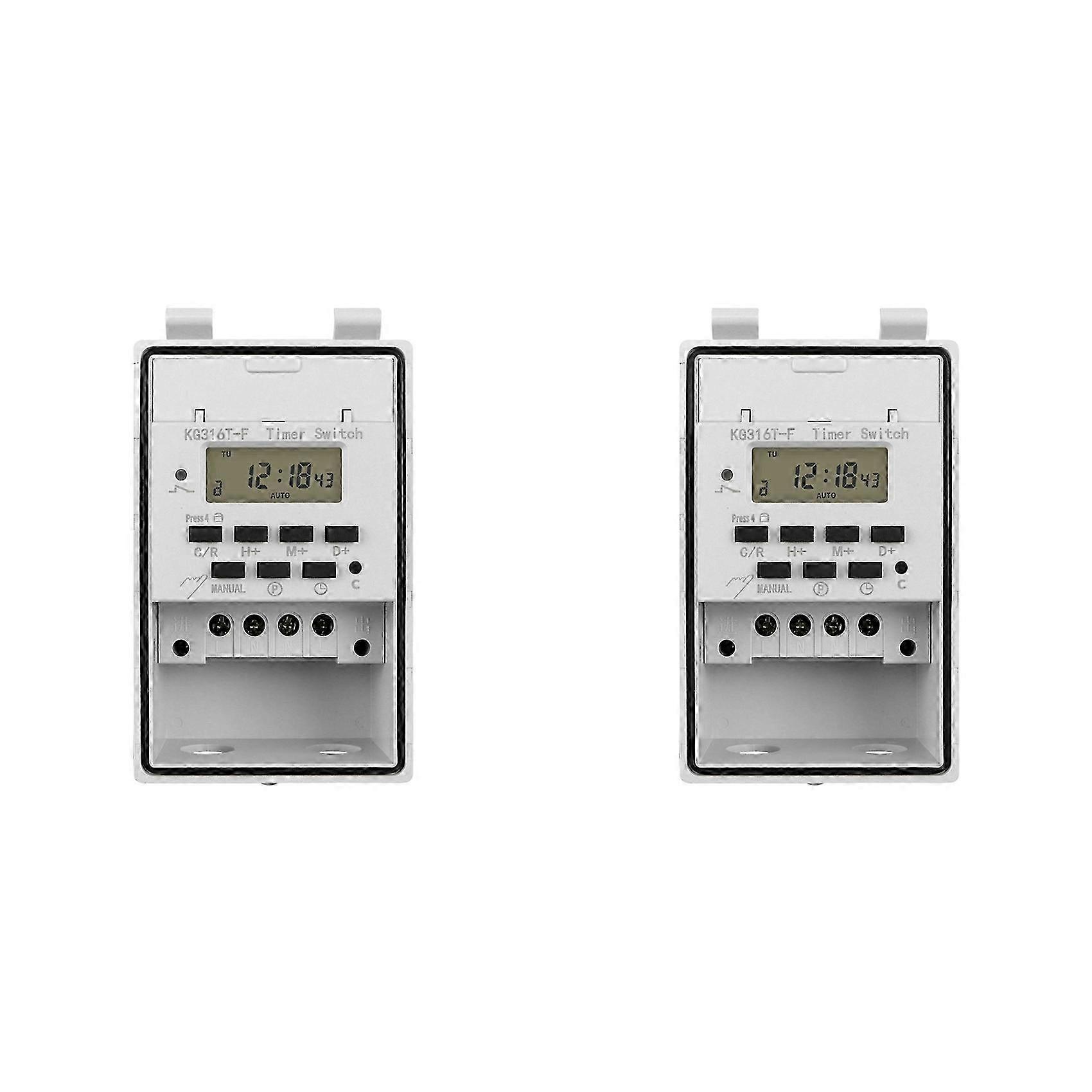 2X Automatic Digital Timer Switch Relay Programmable Timer Controllor with Outdoor Waterproof Box 220V