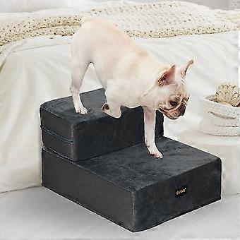Adjustable Pet Stairs Ramp for Dogs - High-Density Foam, Anti-Slip, Easy Clean, Grey - Perfect for All Pets!