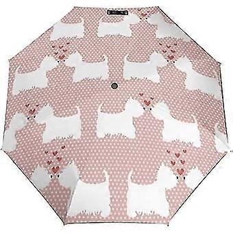 Westie Dogs Pattern Automatic Foldable Travel Umbrella Compact Folding Outdoor Umbrellas For Women Men bd011676