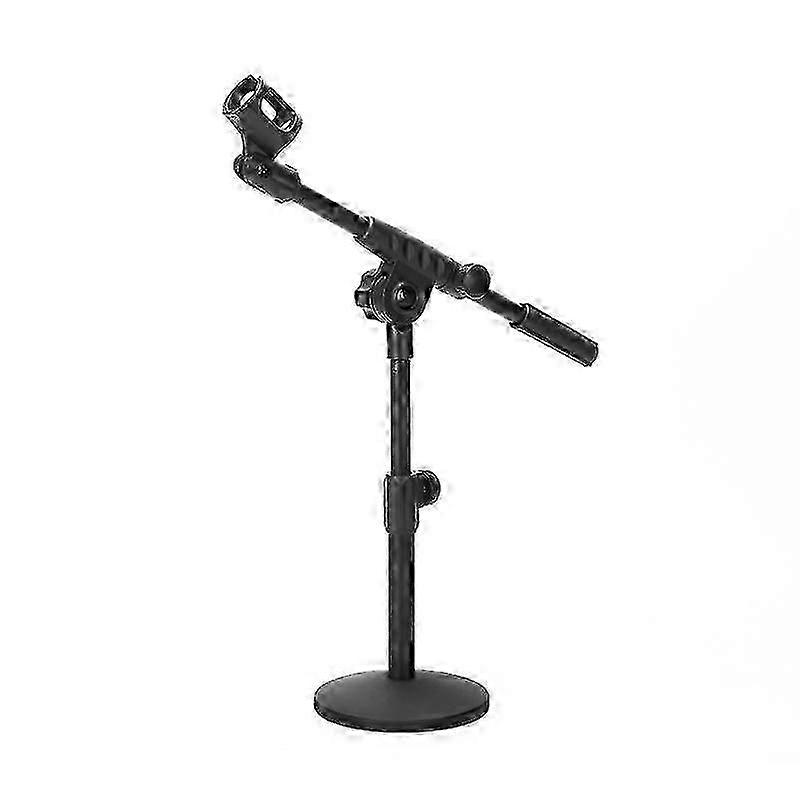 Adjustable Microphone Stand with Metal Base, Height Adjustable 11.8-27.5 Inches, Desktop Boom Arm for Recording, Podcast, Conference