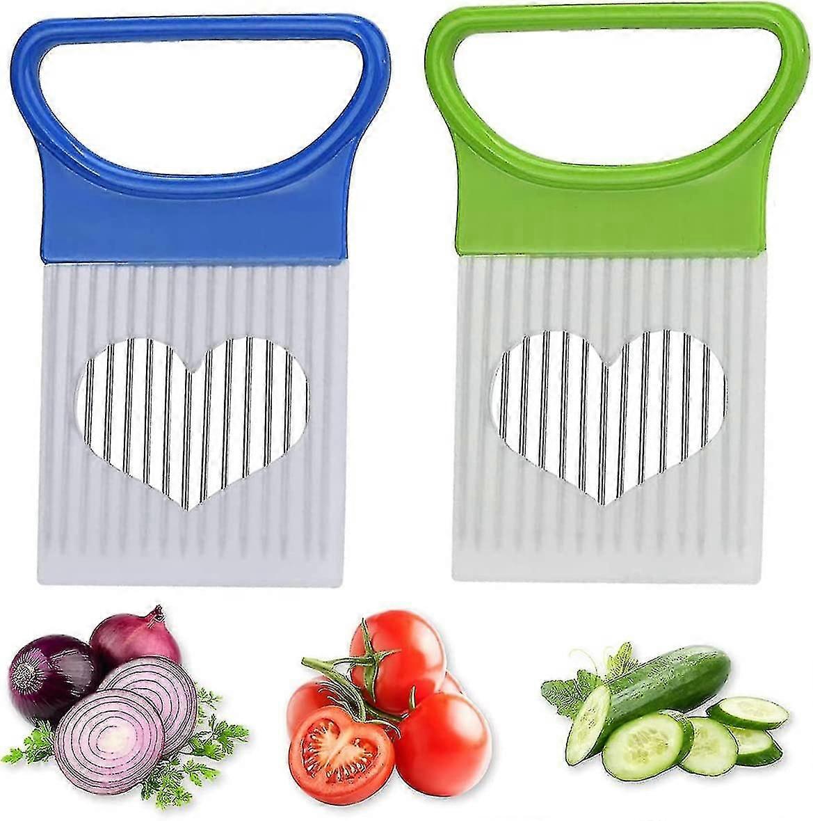 2pcs Kitchen Cutting Tool Slicer Holder (green+blue)-CE