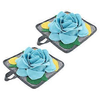 Pet Rabbit Snuffle Mat Polar Fleece for Slow Feeding 2Pcs Blue
